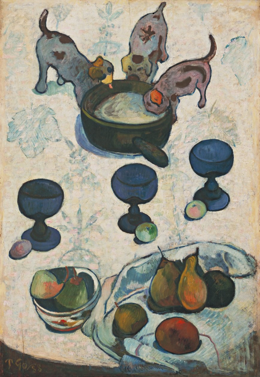 Stillleben mit drei Welpen von Paul Gauguin