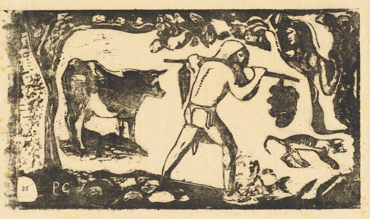 Tahitianer trägt Bananen von Paul Gauguin