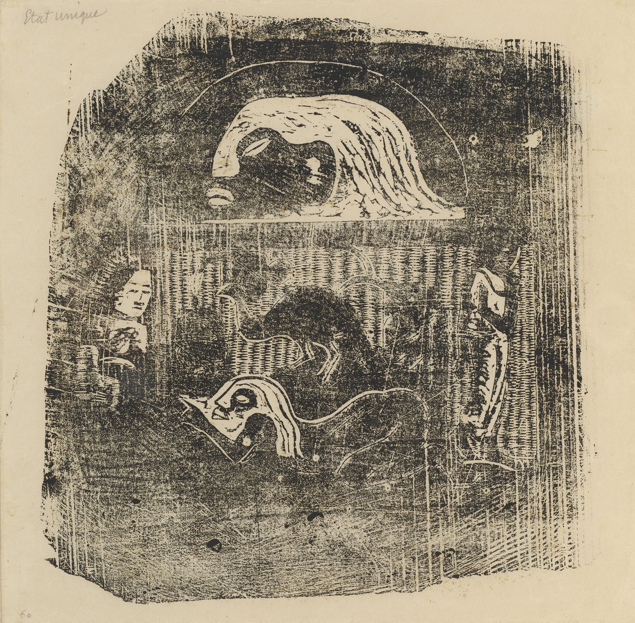 Te Atua Die Götter Kleine Platte [verso], in oder nach 1895 von Paul Gauguin