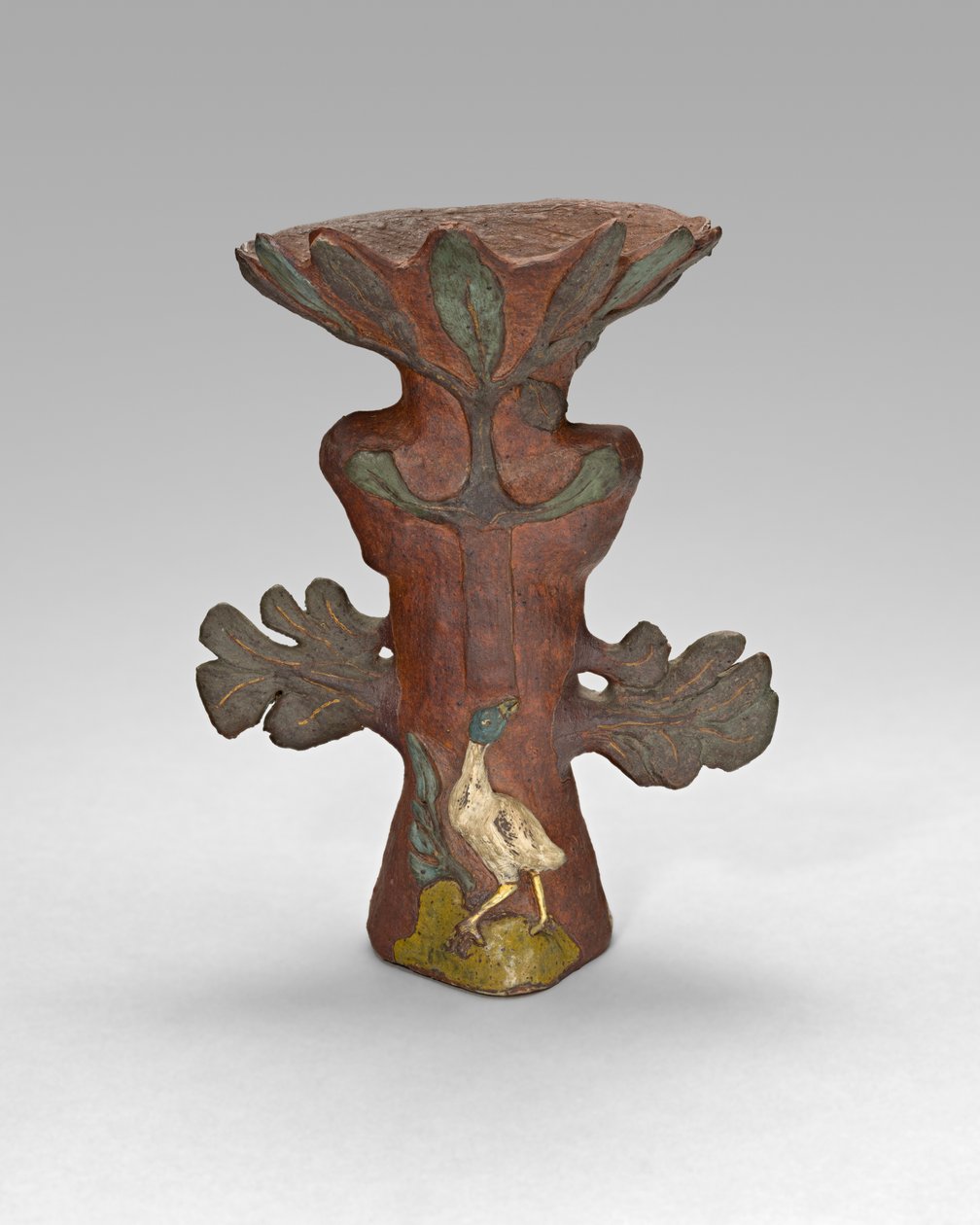 Vase in Form einer tropischen Pflanze mit Vogel und Gottheit von Paul Gauguin