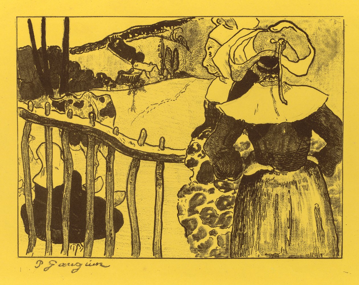 Volpini-Suite: Bretonische Frauen am Tor (Bretonnes à la Barrière) von Paul Gauguin