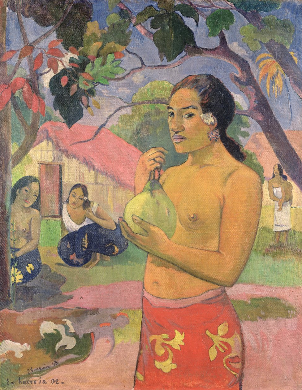Frau hält eine Frucht; Wohin gehst du? von Paul Gauguin