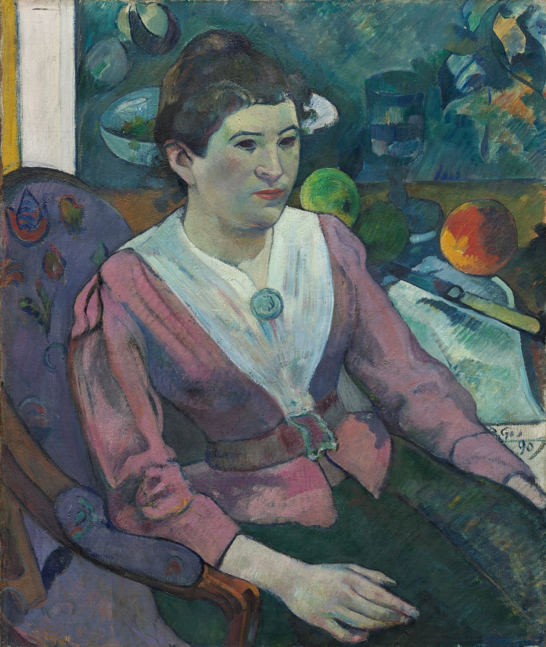 Frau vor einem Stillleben von Cezanne von Paul Gauguin