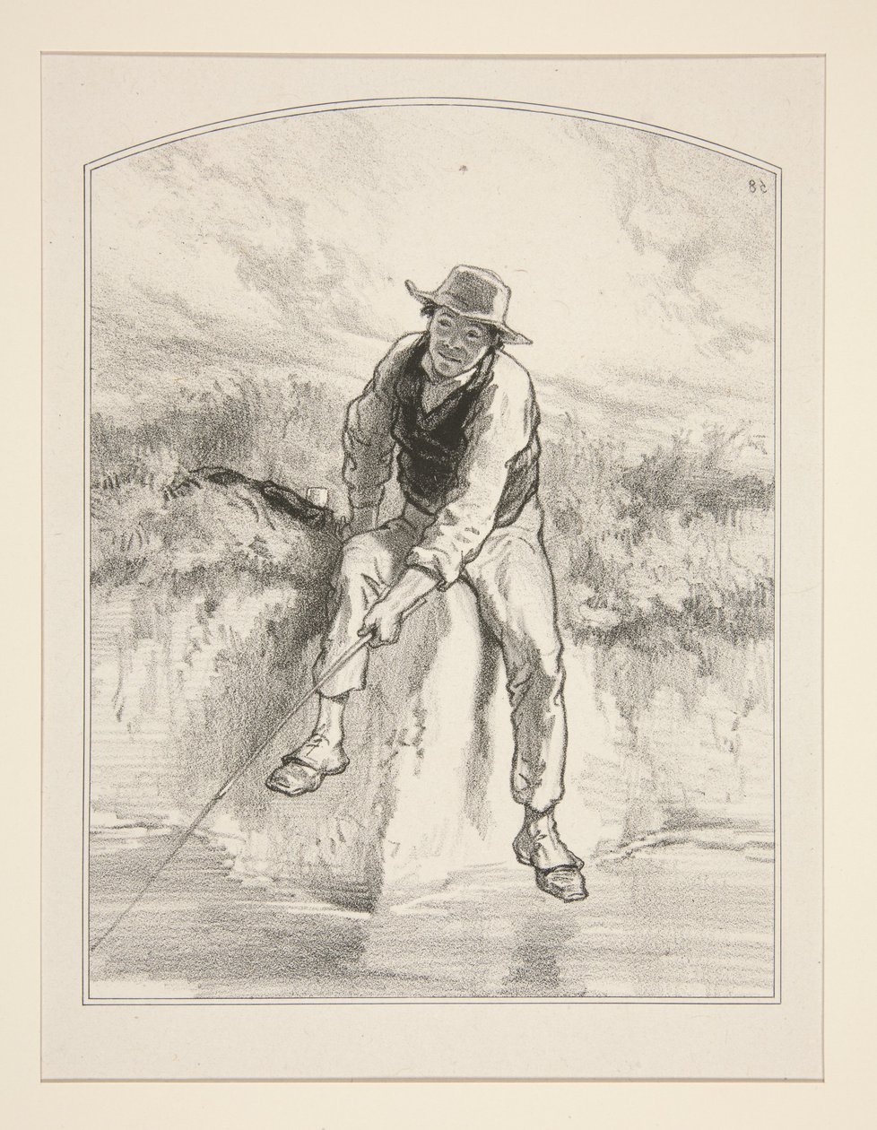 Angeln mit der Leine von Paul Gavarni