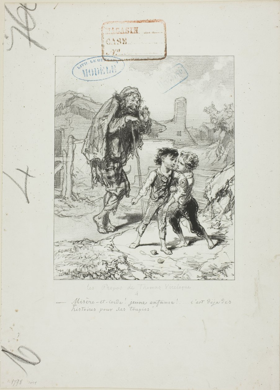Les Propos de Thomas Vireloque: Misere et corde - Streit um Kreisel von Paul Gavarni