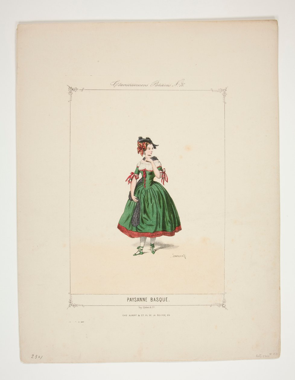 Baskische Bäuerin. Samthut mit Chenille-Quasten verziert. von Paul Gavarni
