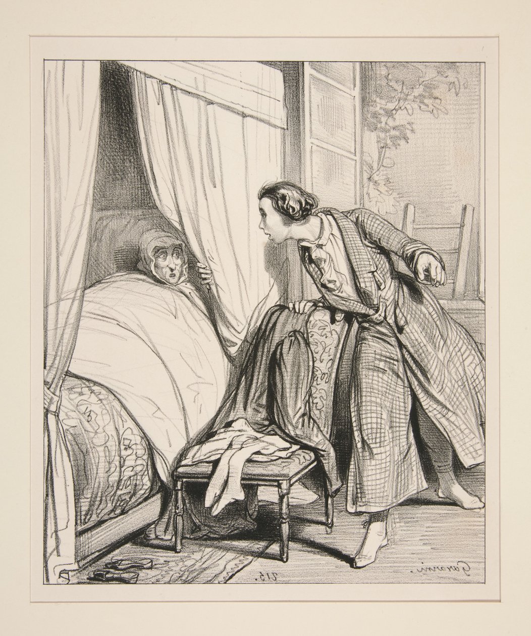 Sich im Fenster irren und bei der Tante landen von Paul Gavarni