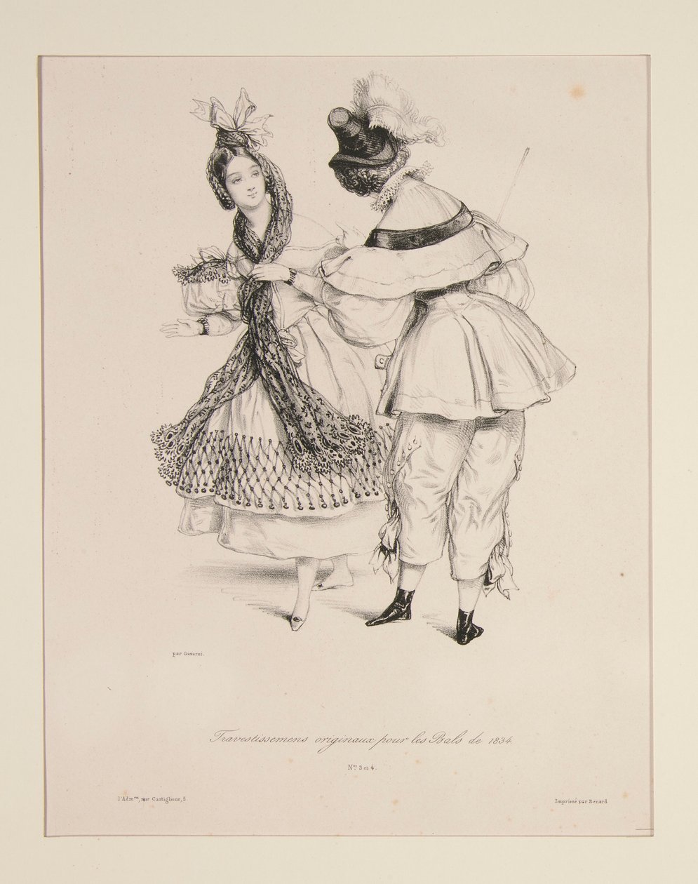 TRAVESTISSEMENS ORIGINAUX für die Bälle von 1834. Nr. 3 und 4 von Paul Gavarni