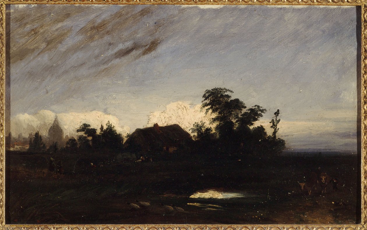 Ein Teich in der Nähe von La Glacière, bei Sonnenuntergang von Paul Huet