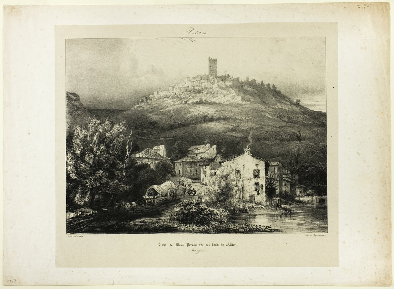 Der Turm von Mont-Perrou, gesehen vom Ufer der Allier (Auvergne) von Paul Huet