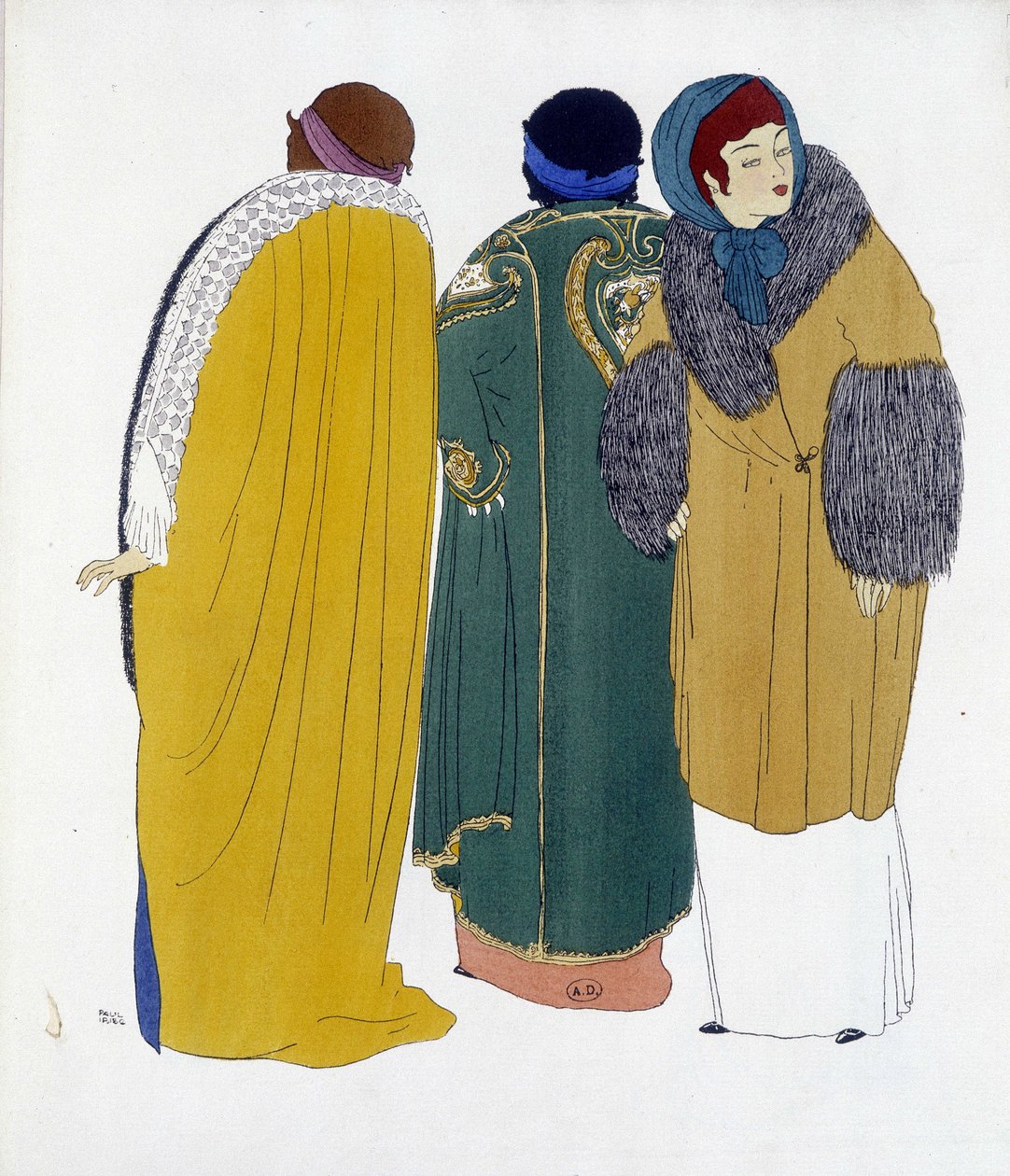 Kreation von Paul Poiret aus Les Dresses de Paul Poiret, Zeichnung von Paul Iribe. 1911 von Paul Iribe