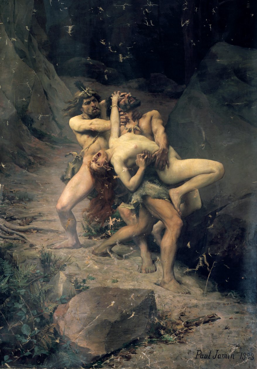 Eine Vergewaltigung in der Steinzeit, 1888 von Paul Joseph Jamin