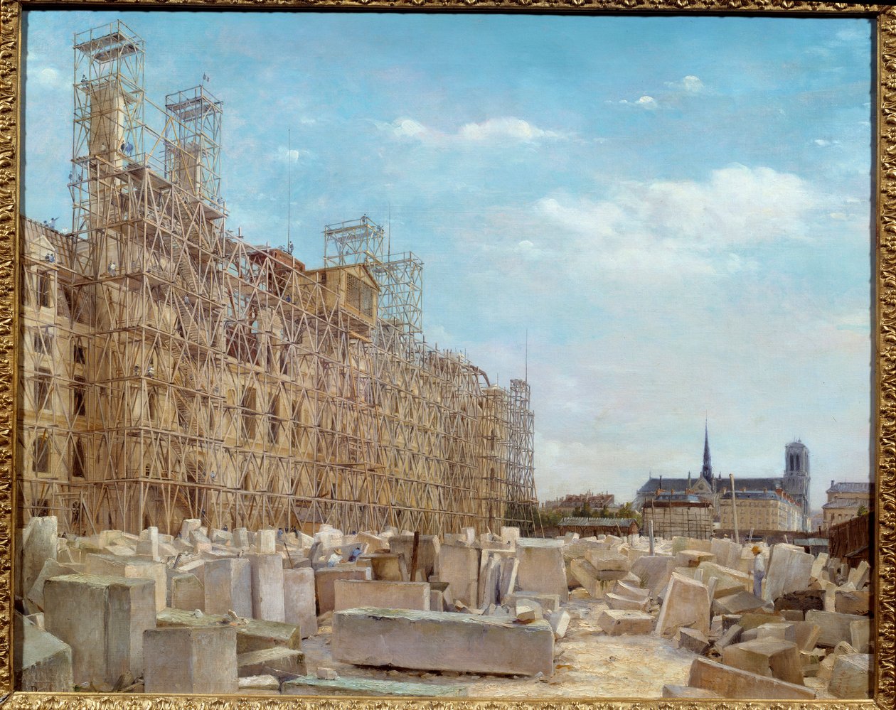 Das Rathaus von Paris im Wiederaufbau von Paul Joseph Victor Dargaud