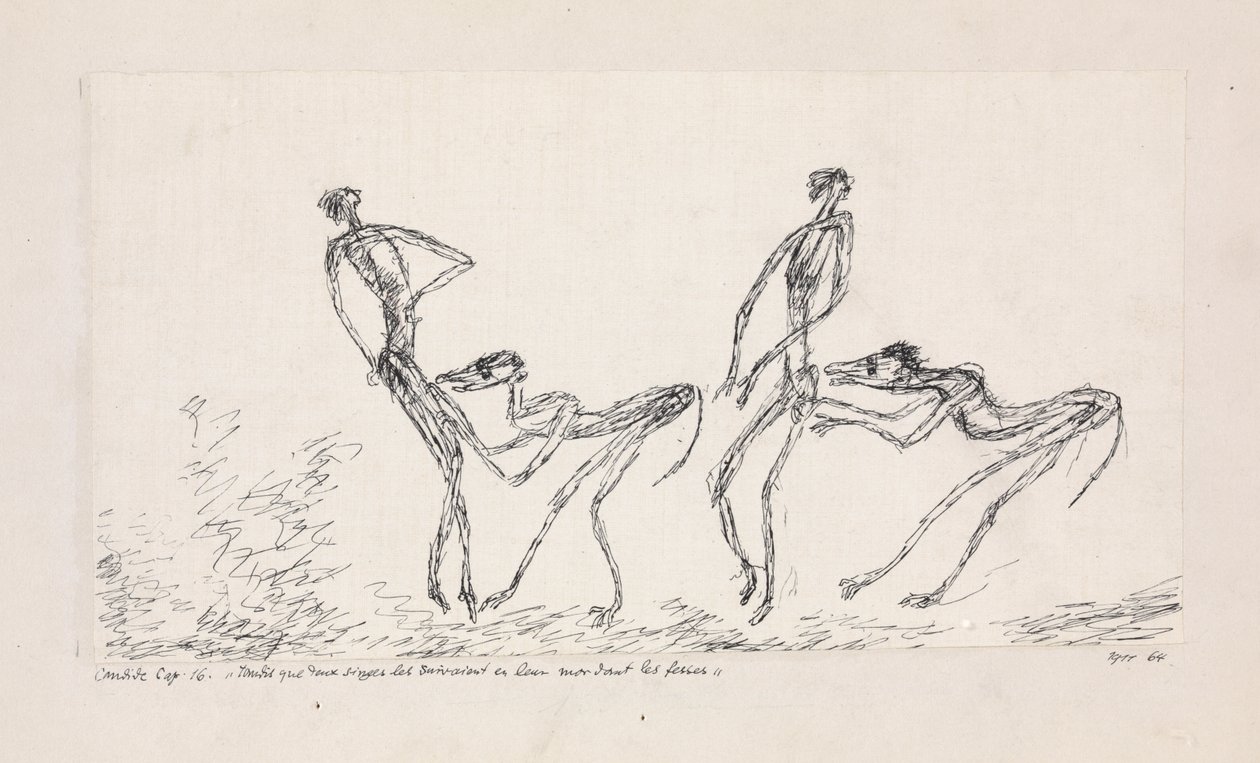 Candide, Kapitel 16. Während zwei Affen ihnen in die Hintern bissen, 1911 von Paul Klee