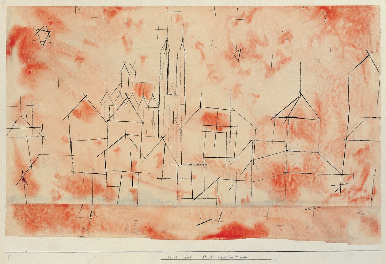 Stadt mit gotischem Münster, 1925 von Paul Klee