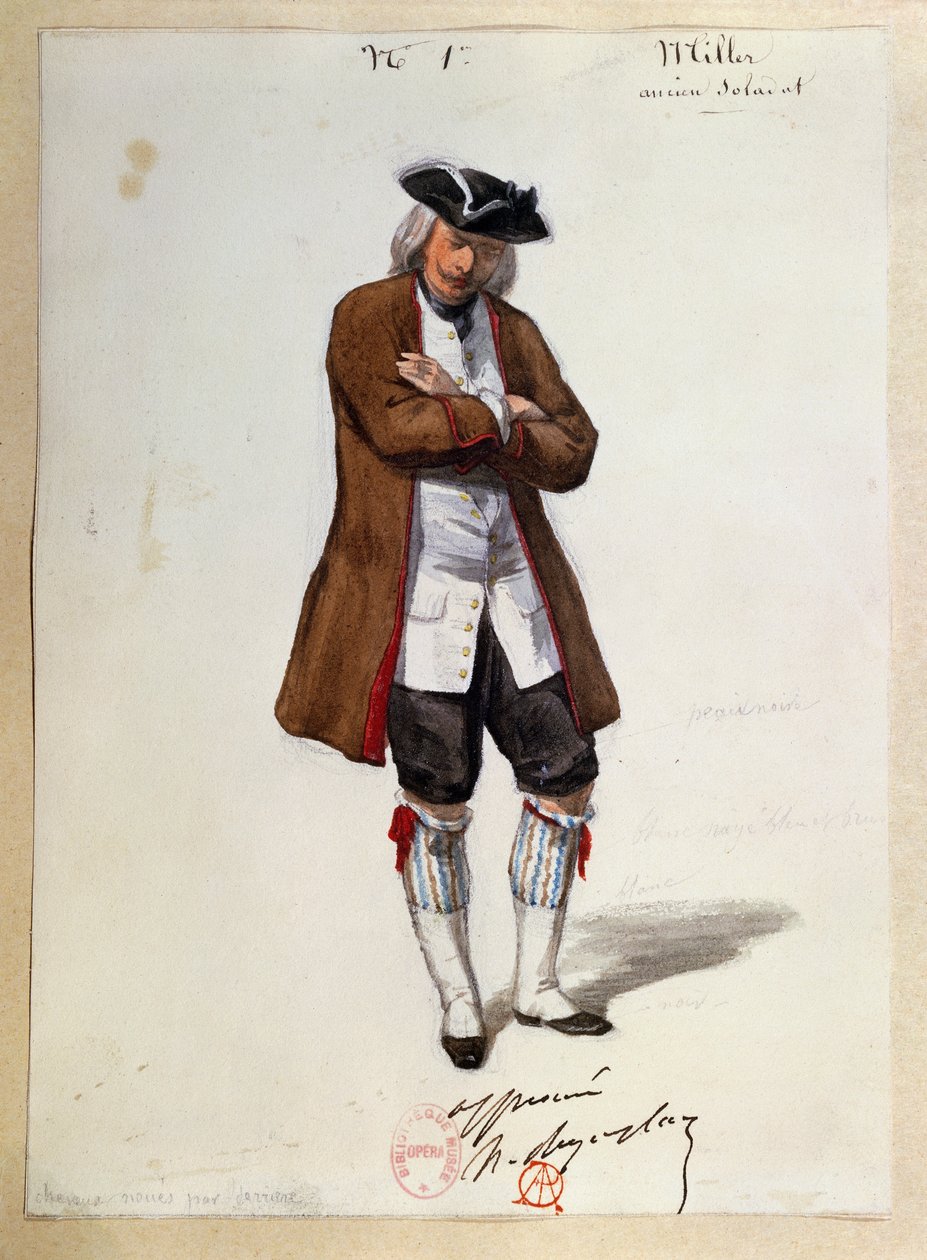 Kostüm für Luisa Miller von Giuseppe Verdi, Skizze von Paul Lormier