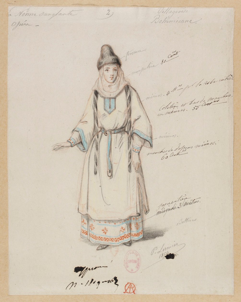 Gounod - Die blutige Nonne - Vier Kostümentwürfe von Paul Lormier - 2. Böhmische Dorfbewohnerin von Paul Lormier