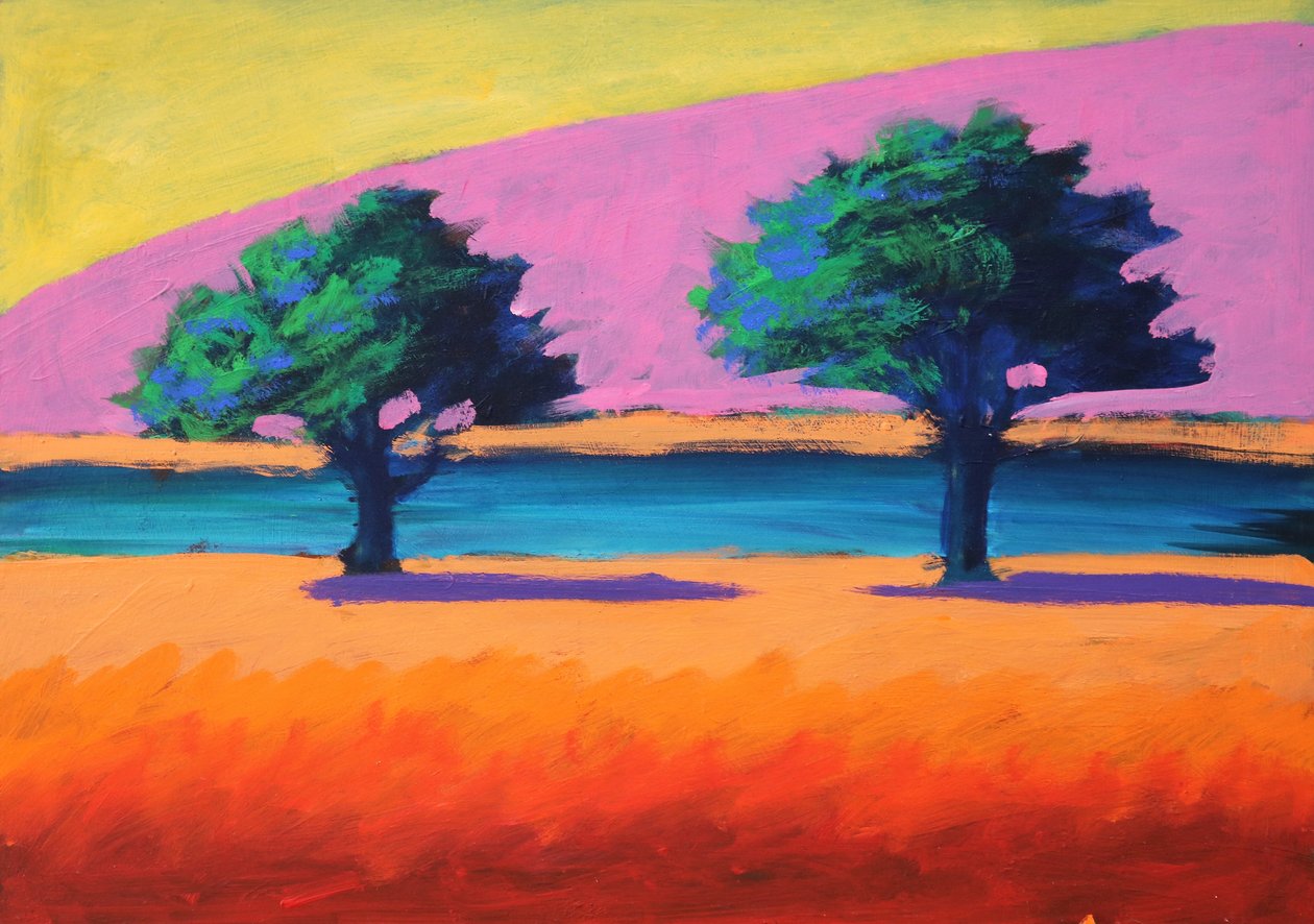 Rosa Hügel Gelber Himmel, 2021 von Paul Powis