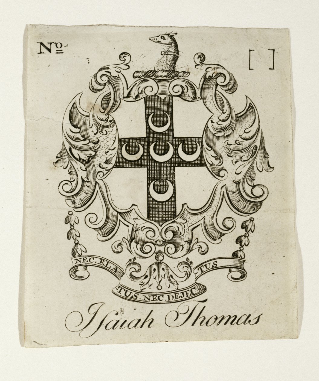 Exlibris für Isaiah Thomas (1749-1831), um 1765-1770 von Paul Revere