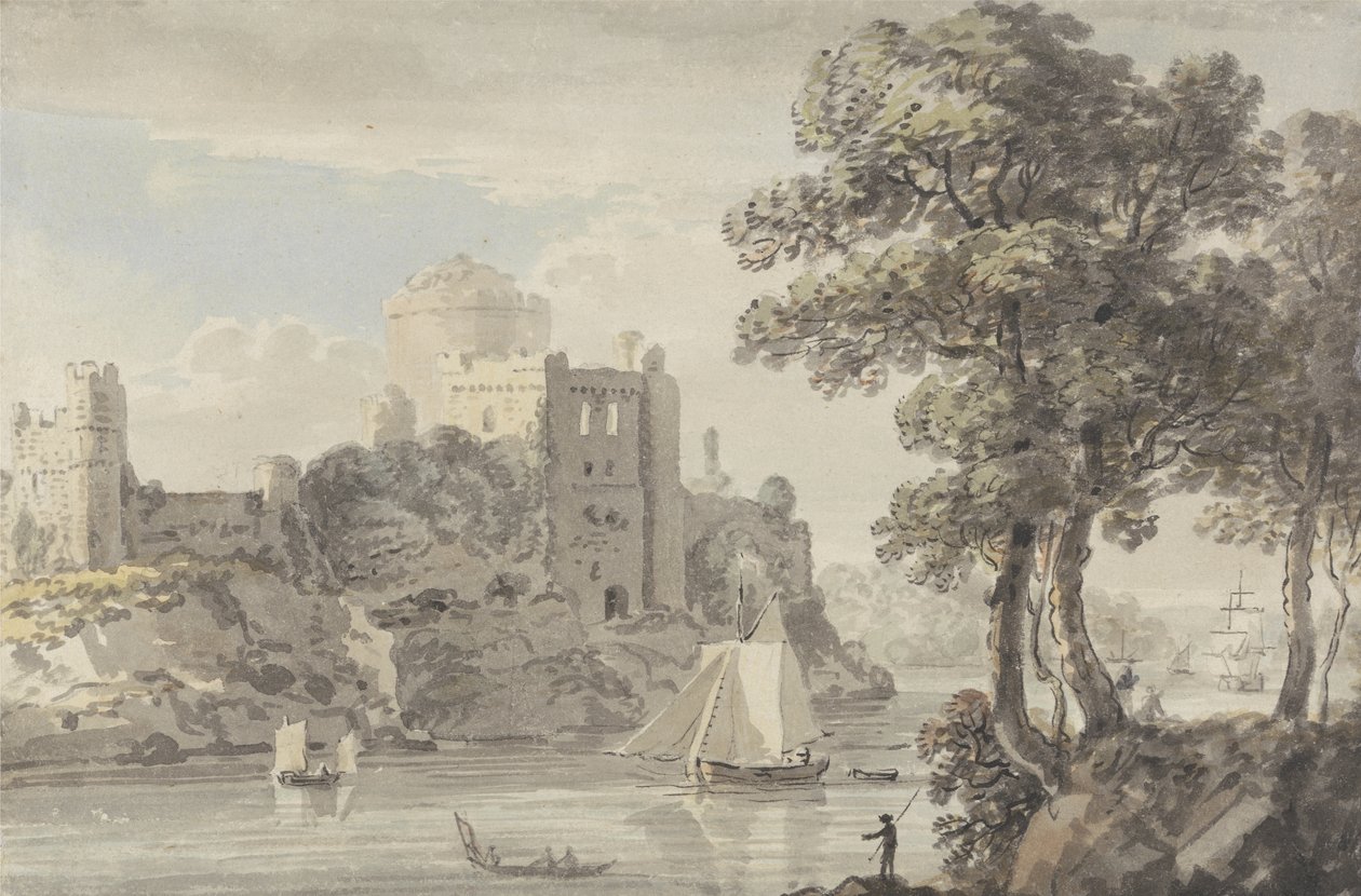 Ein Schloss am Fluss von Paul Sandby