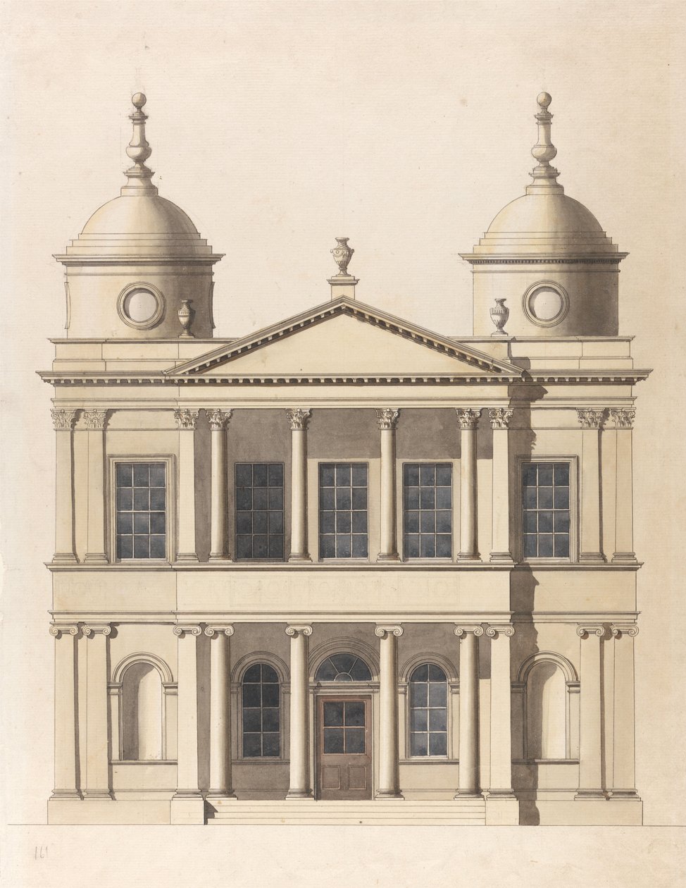 Entwurf für eine Kirche. Westfassade von Paul Sandby