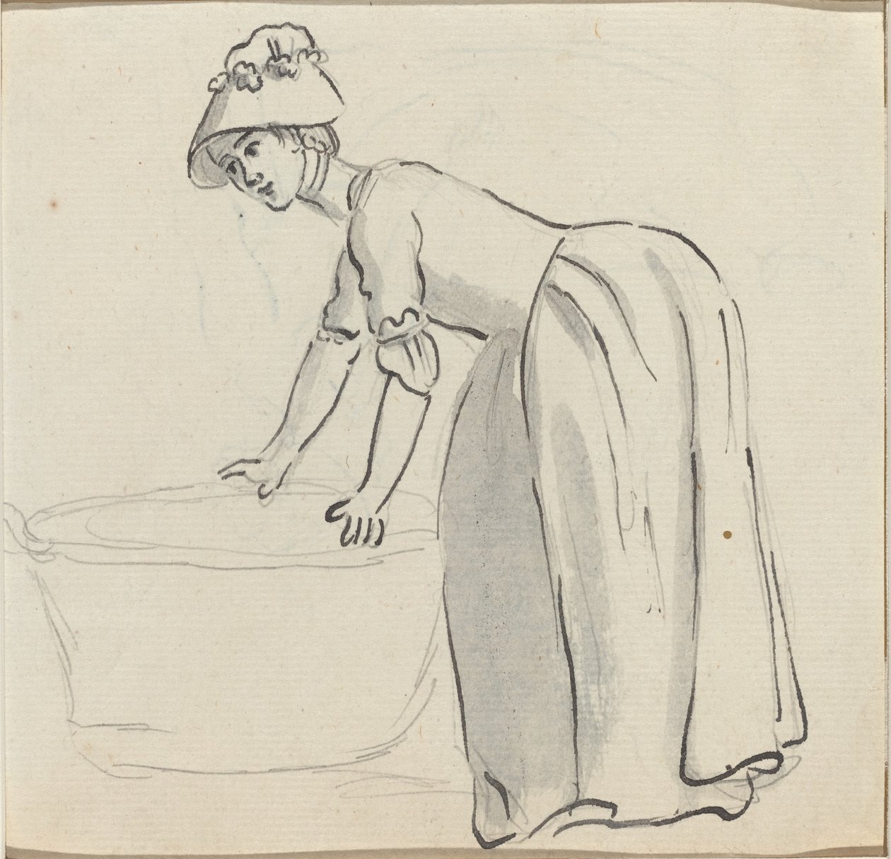 Mädchen mit Haube bei der Arbeit [recto] von Paul Sandby
