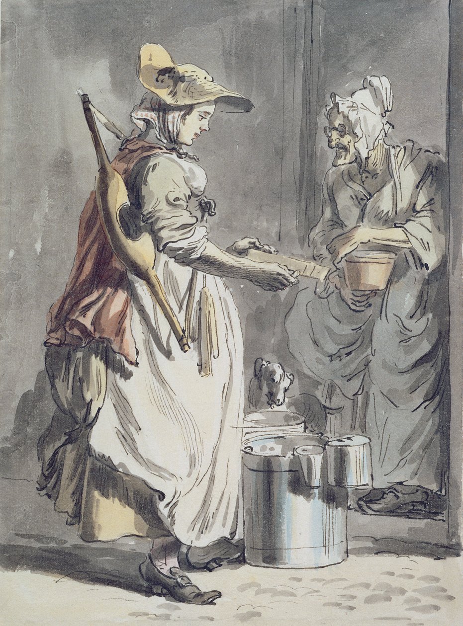 London Cries: Eine Milchmädchen, ca. 1759 von Paul Sandby