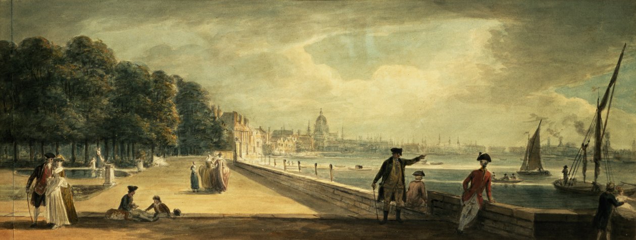 Ansicht der Stadt von der Terrasse des Somerset House von Paul Sandby