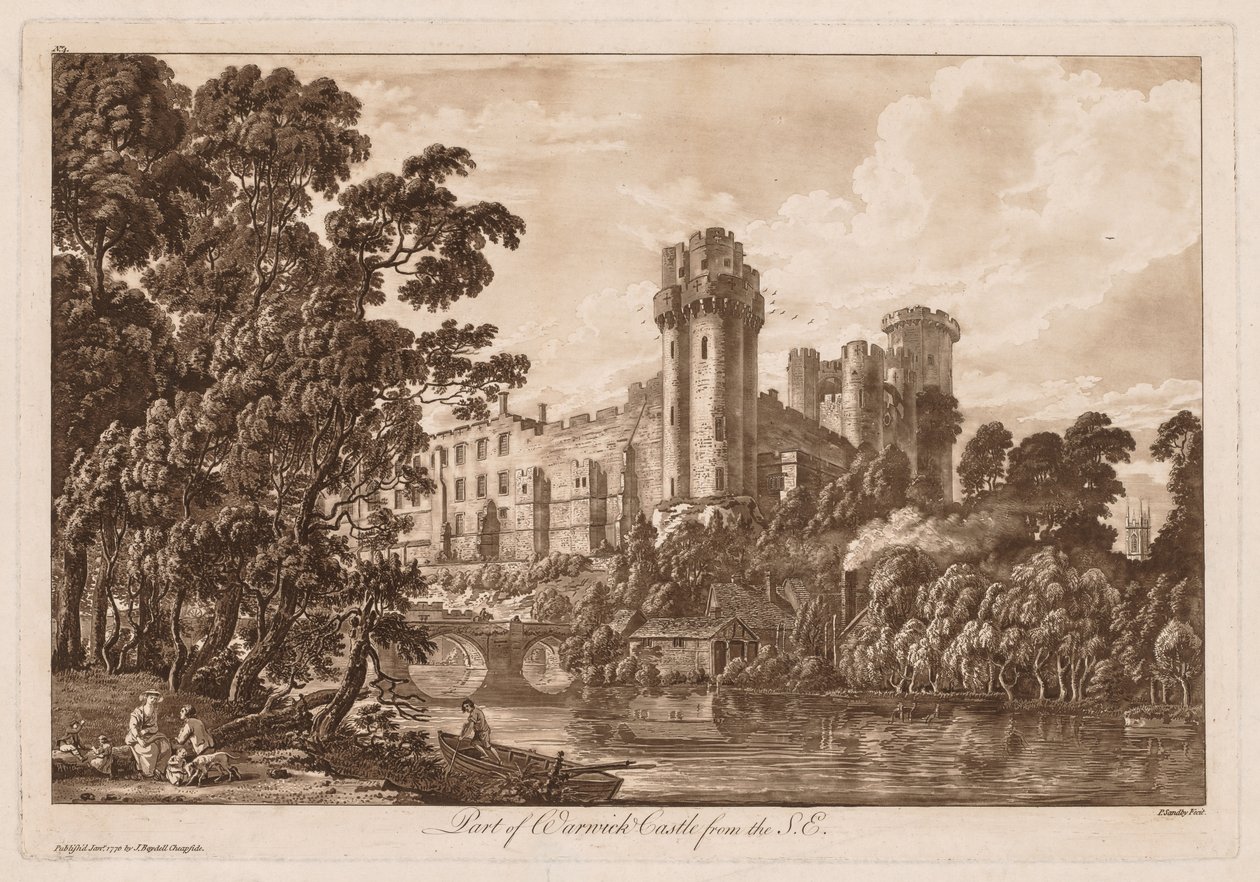 Ansichten von Warwick Castle: Teil von Warwick Castle von Südosten von Paul Sandby