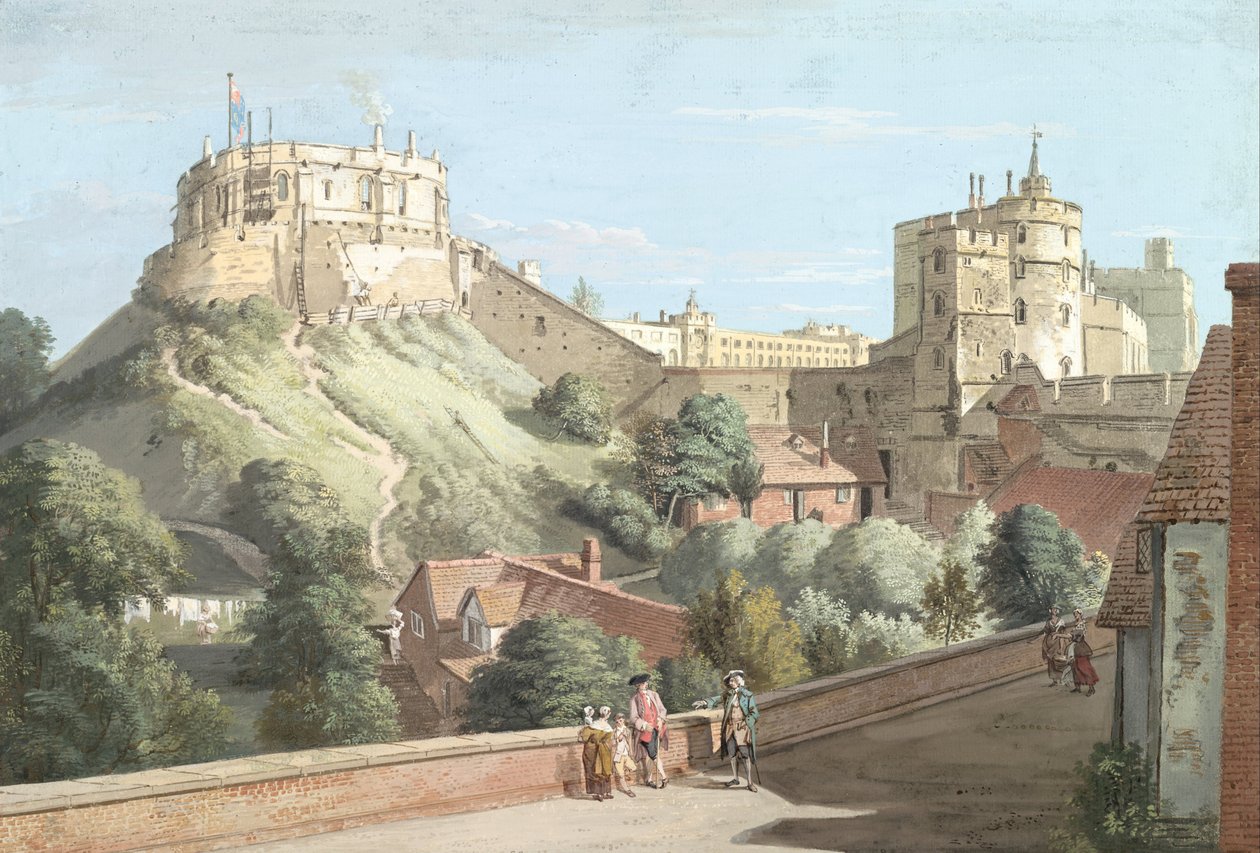 Windsor Castle: Der Runde Turm, Königshof und Teufelsturm vom Black Rod von Paul Sandby