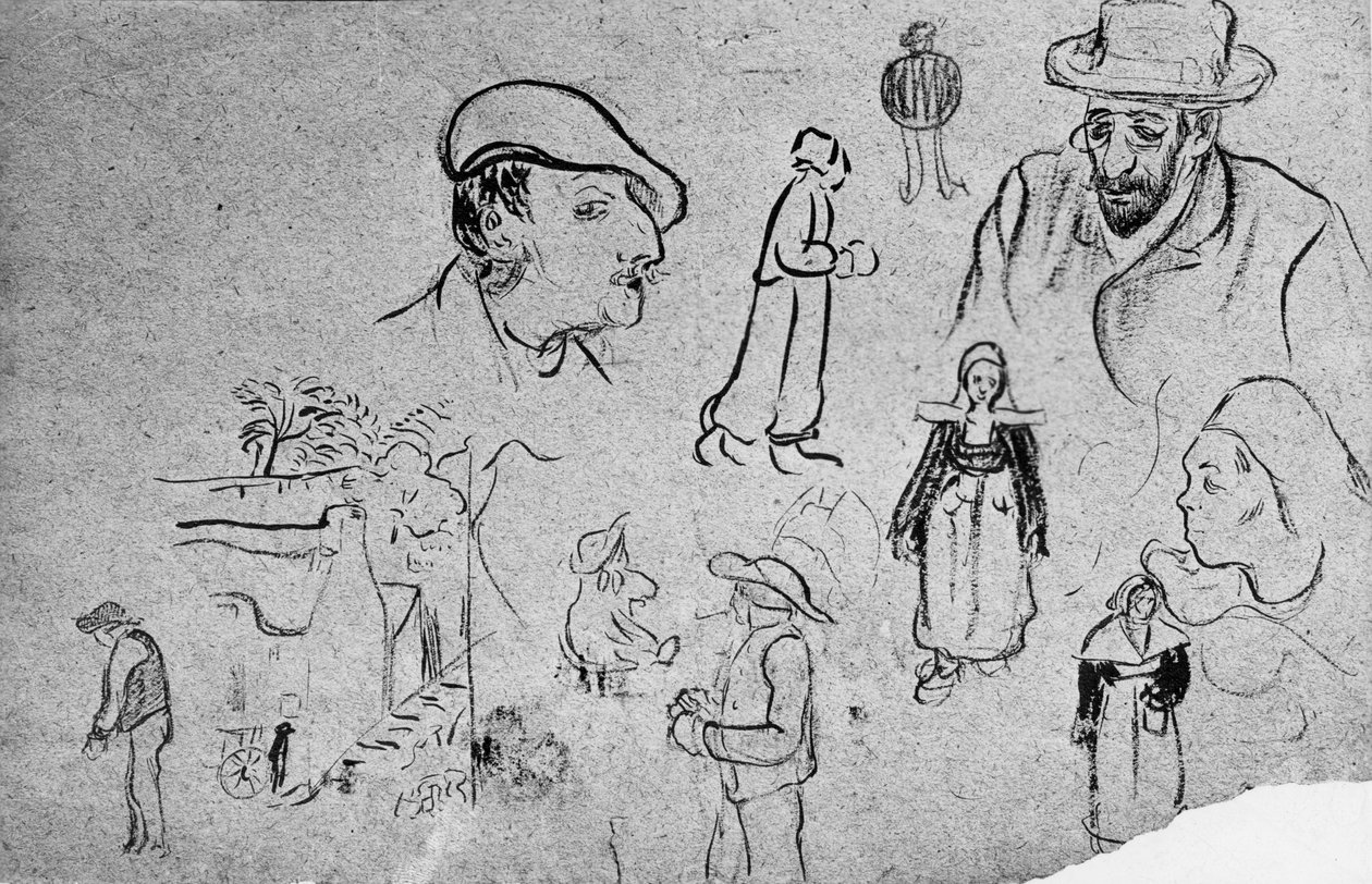 Paul Sérusier (1865-1927): Skizzen (Paul Gauguin oben links) von Paul Sérusier