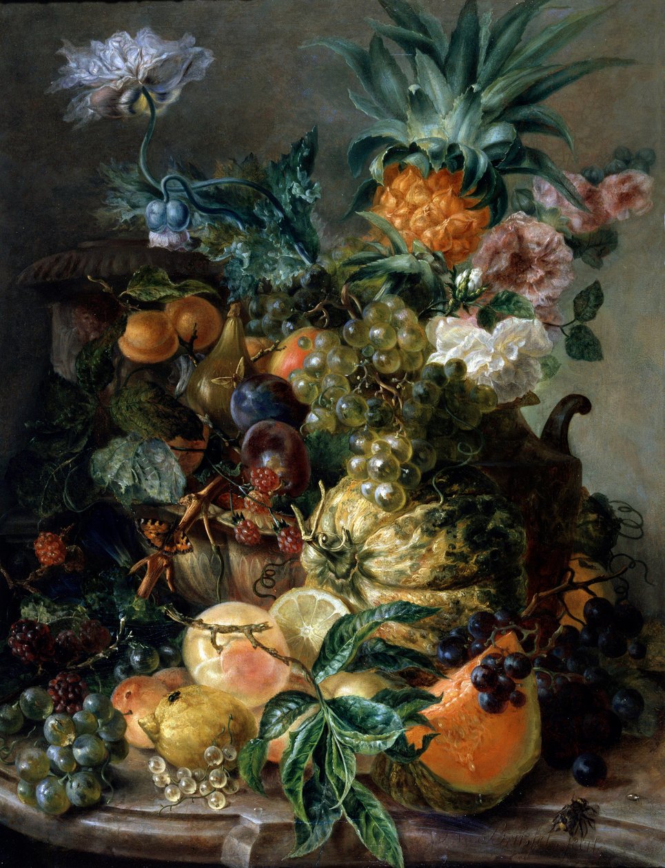Stillleben mit Früchten und Blumen. Gemälde von Paul Theodor van Brussel (1754-1795) Privatsammlung. von Paul Theodor van Brussel