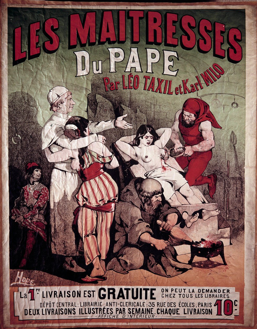 Plakat für „Die Geliebten des Papstes“ von Leo Taxil und Karl Milo von Paul Verlaine