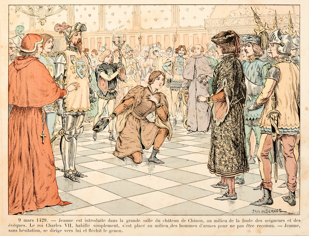 Illustration aus dem Buch „Johanna von Orleans“ von Theodore Cahu, illustriert von Paul De Semant (1855-1915): Am 9. März von Paul de Semant