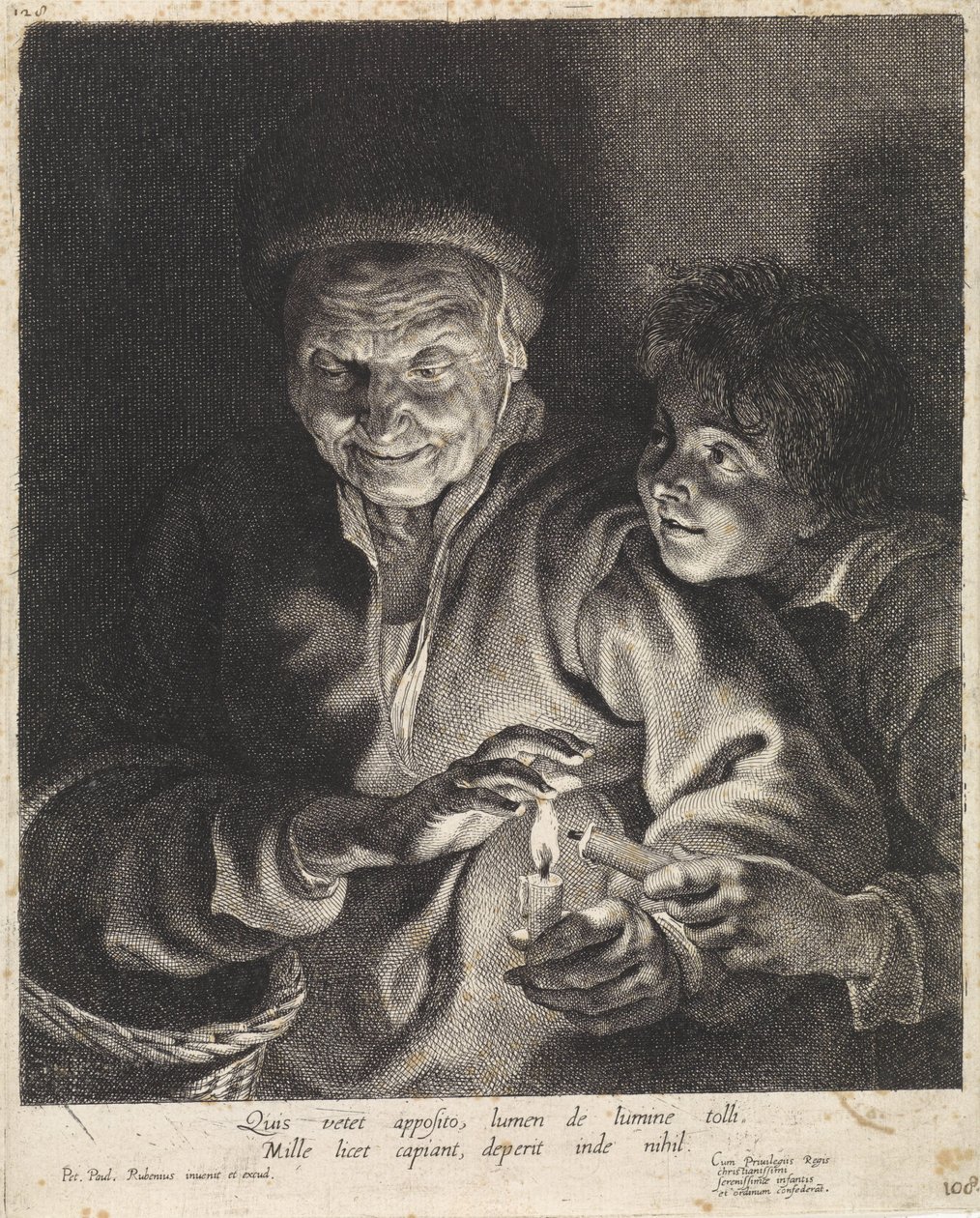 Alte Frau und Junge mit Kerzen von Paulus Pontius