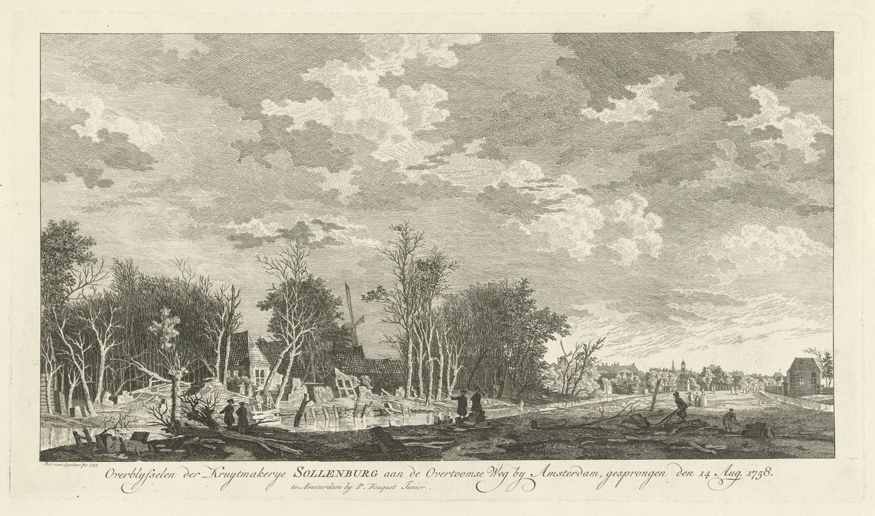 Ruine der Pulverfabrik Sollenburg nach der Explosion am 14. August 1758 von Paulus van Liender