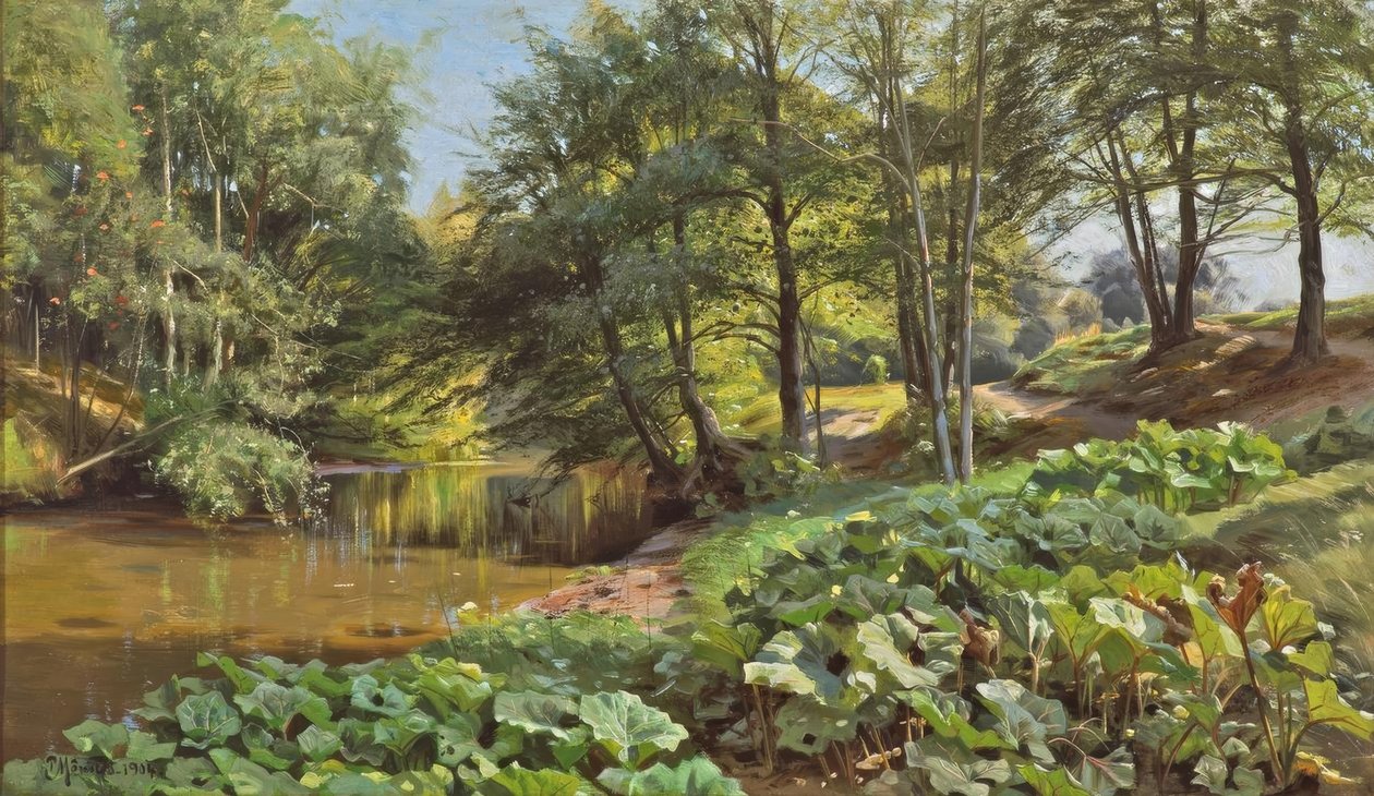 Sonniger Maitag am Waldbach von Peder Monsted