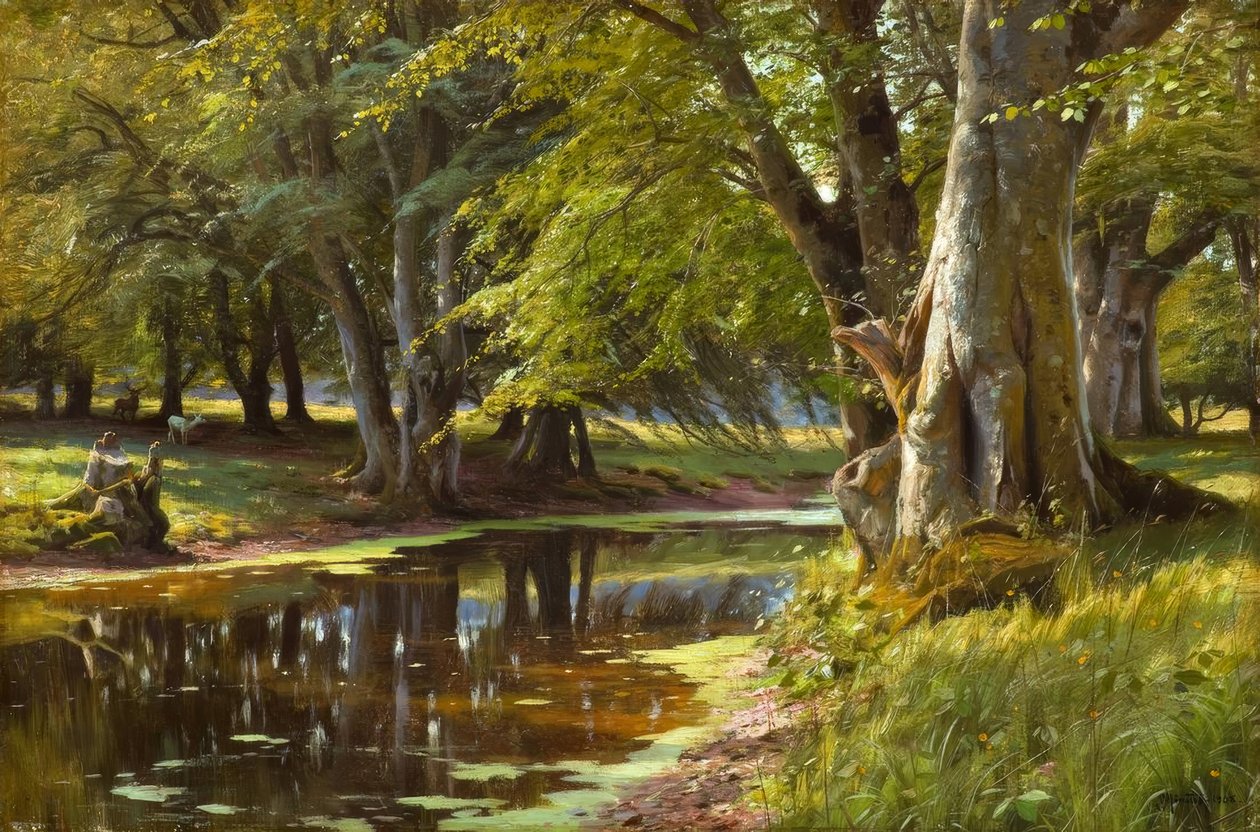 Sommertag am Waldbach, Gemälde von Peder Mönsted von Peder Monsted