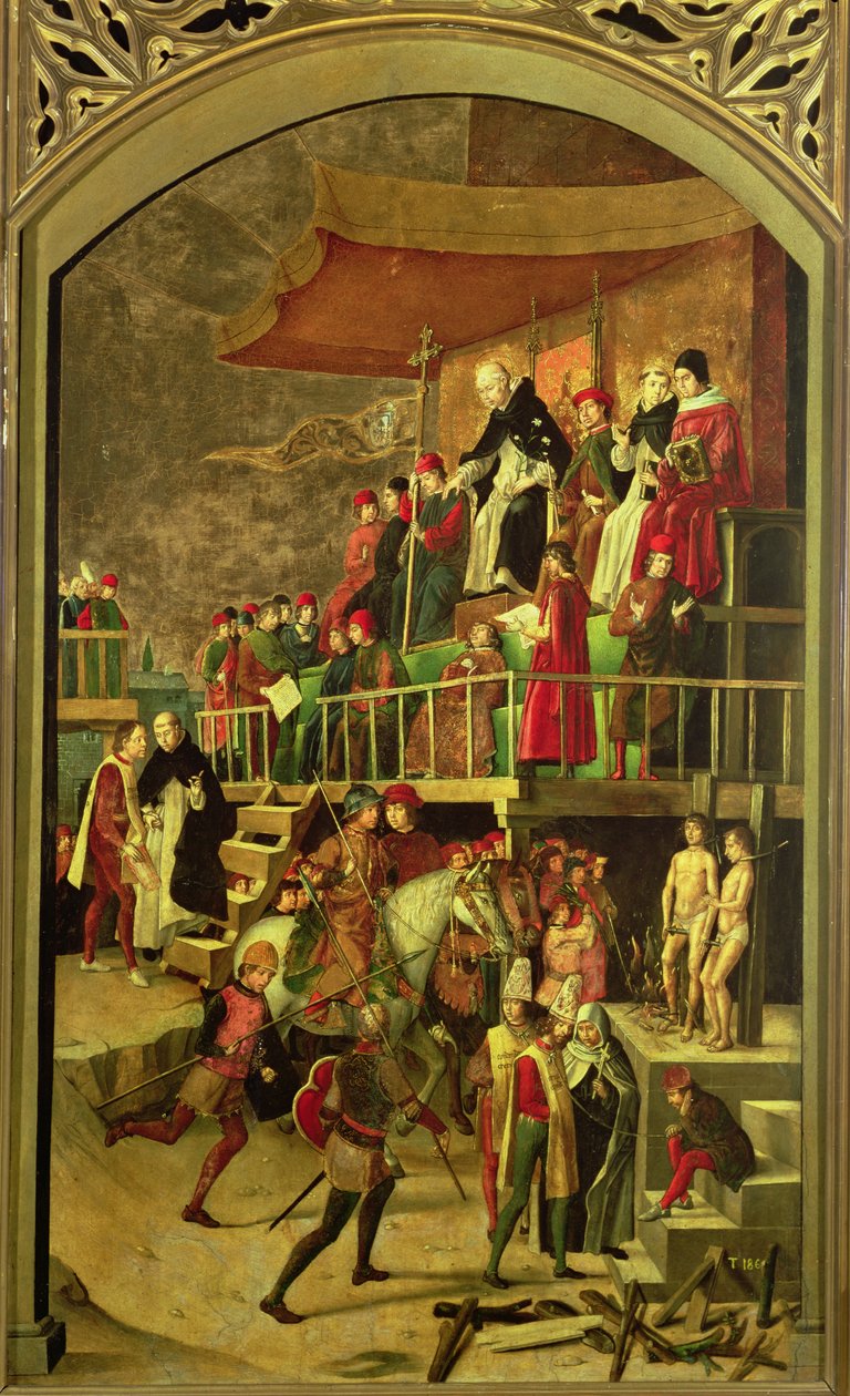 St. Dominikus leitet das Verbrennen von Ketzern von Pedro Berruguete