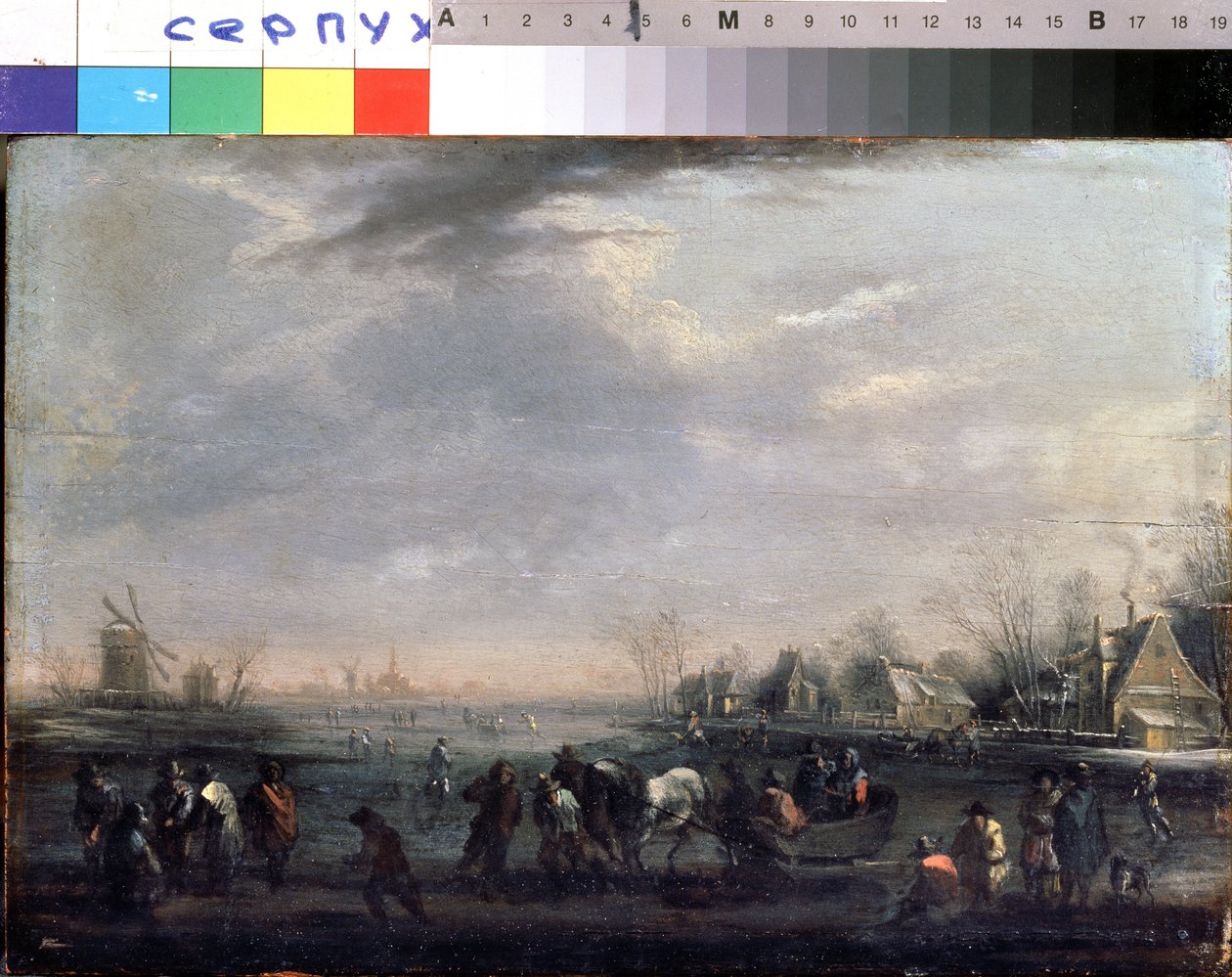 Winterlandschaft mit Schlittschuhläufern von Peeter or Pieter Bout