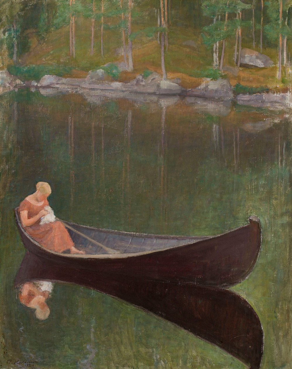 Frau in einem Boot von Pekka Halonen