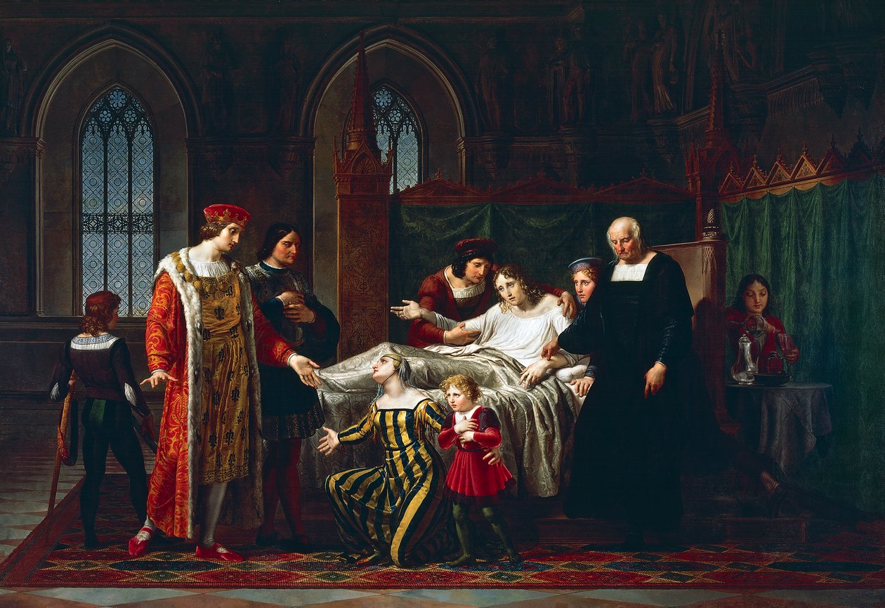 Karl VIII. trifft den sterbenden Gian Galeazzo Sforza in Pavia von Pelagio Palagi