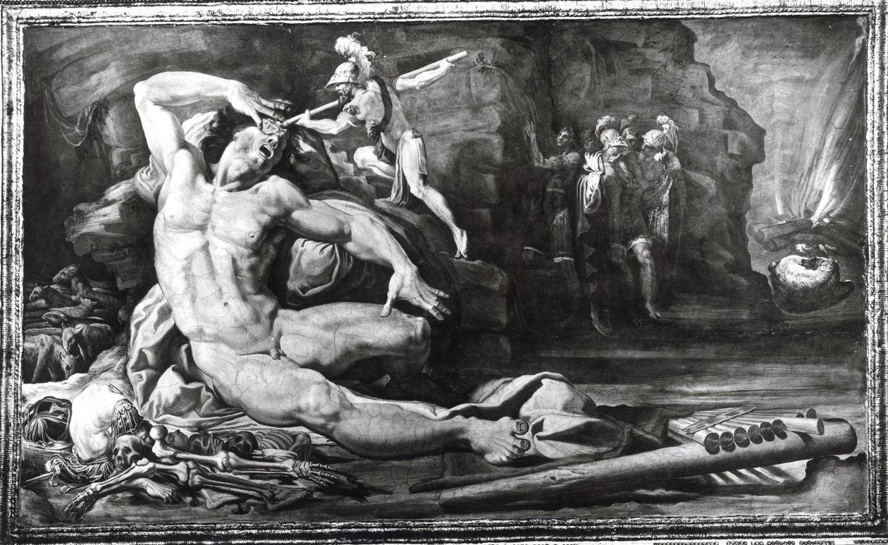 Odysseus blendet Polyphem, den Zyklopen, Fries darstellend Szenen aus den Abenteuern des Odysseus von Pellegrino Tibaldi