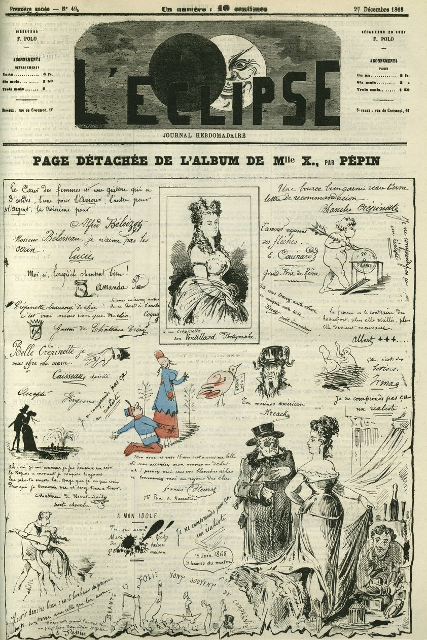 Abgetrennte Seite von Mademoiselle X. Titelblatt in „L