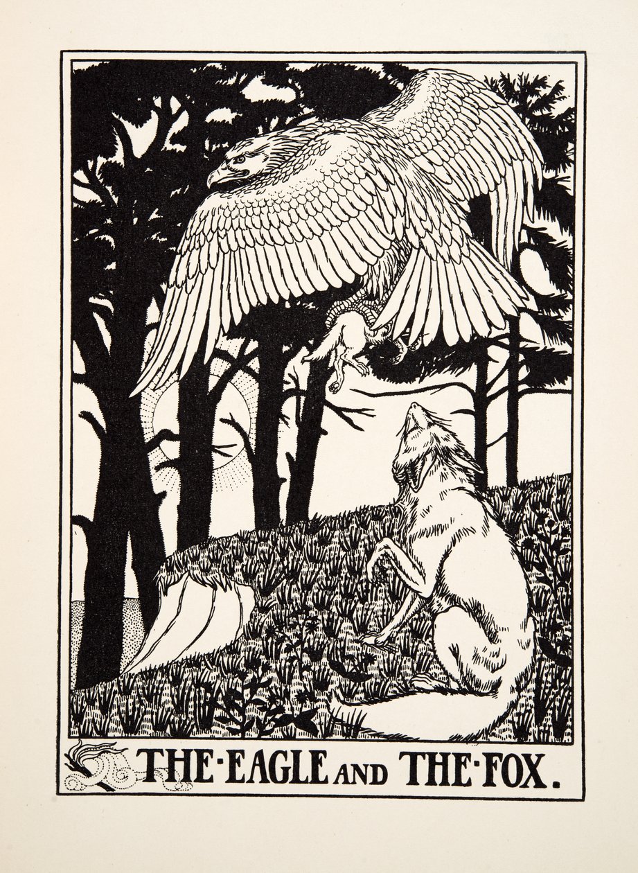 Der Adler und der Fuchs, aus Hundert Fabeln von Äsop, veröffentlicht 1903 von Percy J. Billingshurst