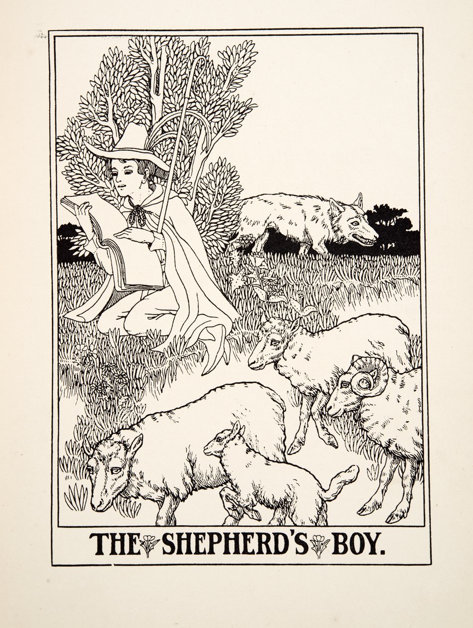Der Hirtenjunge, aus Hundert Fabeln von Äsop, veröffentlicht 1903 von Percy J. Billingshurst
