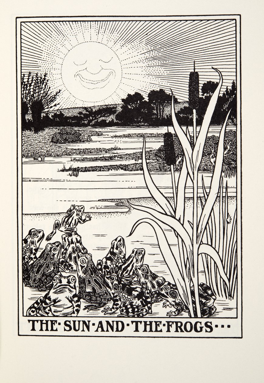 Die Sonne und die Frösche, aus Fontaine Fabeln, veröffentlicht 1905 von Percy J. Billingshurst
