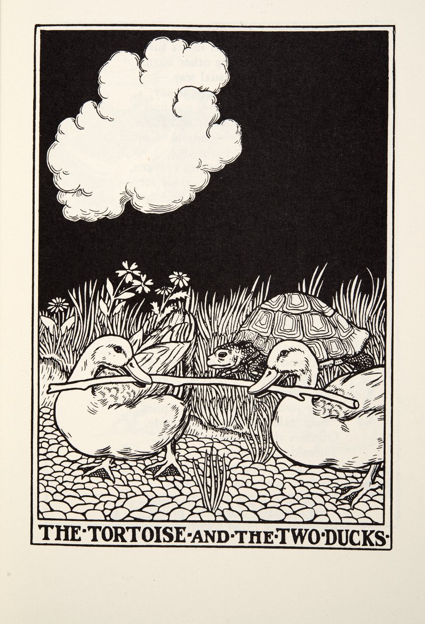 Die Schildkröte und die zwei Enten, aus Fontaine Fables, veröffentlicht 1905 von Percy J. Billingshurst