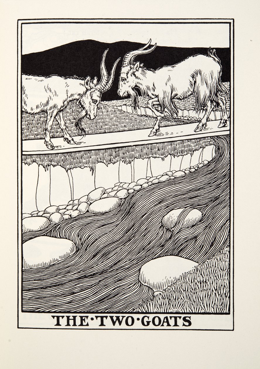 Die zwei Ziegen, aus Fontaine Fabeln, veröffentlicht 1905 von Percy J. Billingshurst