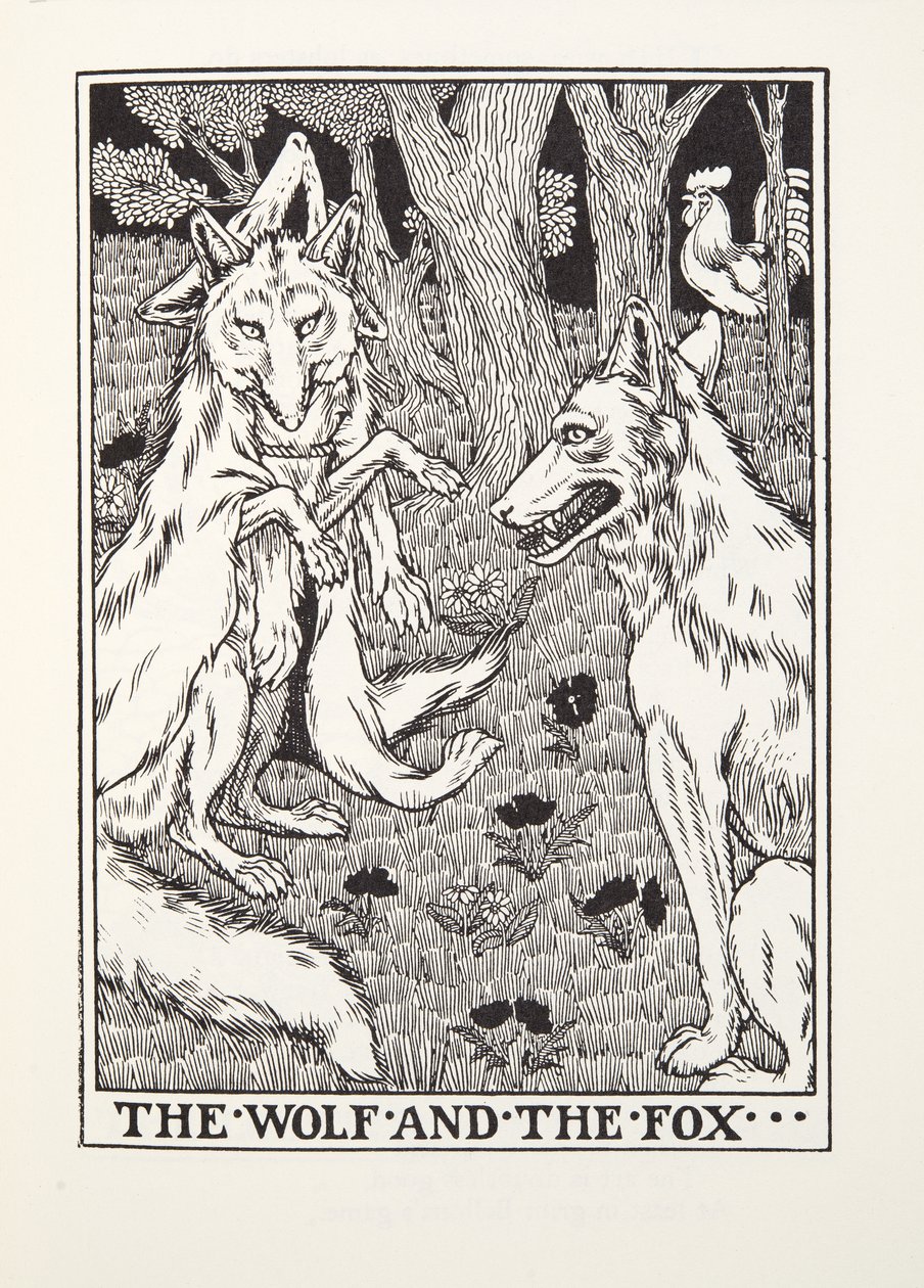 Der Wolf und der Fuchs, aus Fontaine Fabeln, veröffentlicht 1905 von Percy J. Billingshurst